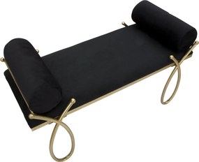 BANCO RIBBON 112,5X49X53 CM PRETO E DOURADO
