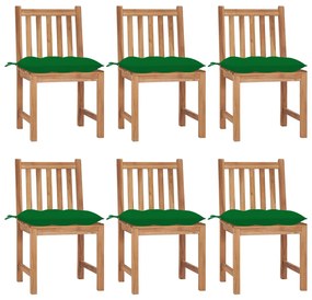 Cadeiras de jardim 6 pcs c/ almofadões madeira de teca maciça