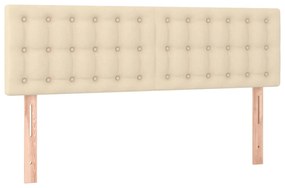 Cabeceira de cama c/ luzes LED tecido 144x5x78/88 cm cor creme