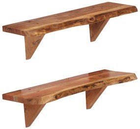 Prateleiras de parede 2 pcs 60x20x18cm madeira de acácia maciça