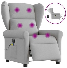 Poltrona massagens reclinável elétrica tecido cinzento-nublado