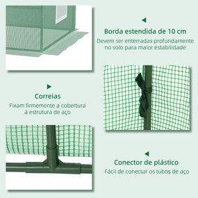 Estufa de Jardim Mini Estufa 240x90x90 cm com Janelas de Malha e Estru