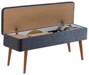 Conjunto de Mesa de Jantar Extensível Vina – Nogueira e Azul Escuro –