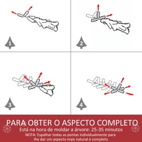 Árvore de Natal Artificial Dobrável 150cm Ignífugo com 358 Ramos Folhas de PVC Abertura Automática e Suporte Metálico Decoração de Natal para Interior