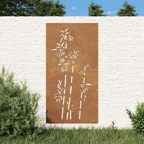 824484 vidaXL Decoração p/ muro de jardim 105x55 cm aço corten design bambu
