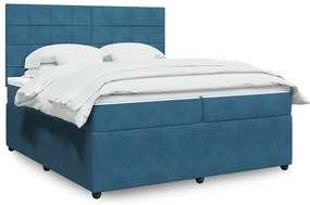 vidaXL Cama com molas/colchão 200x200 cm veludo azul-escuro