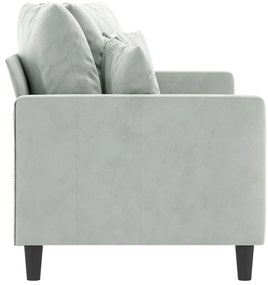 Sofá de 2 lugares 140 cm veludo cinza-claro