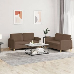 vidaXL 2 pcs conjunto de sofás com almofadões tecido castanho