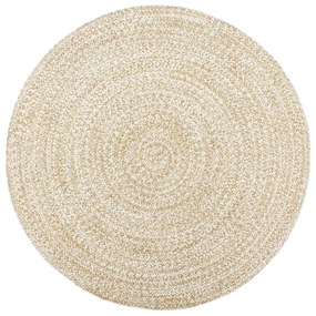vidaXL Tapete artesanal em juta 120 cm branco e castanho