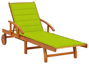 vidaXL Espreguiçadeira de jardim com almofadão madeira acácia maciça