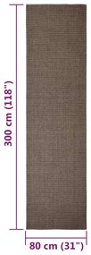 Tapete sisal natural 80x300 cm castanho