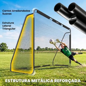 Baliza de Futebol para Jardim 300x120x200 cm com Rede Resistente, Estrutura Metálica e Estacas, Preto
