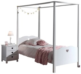 Cama infantil Coleção AMORI Canopy 90x200 cm + Mesa de Cabeçeira Branca