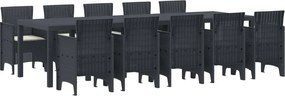 vidaXL Conjunto de Jantar para Jardim 11 pcs Antracita e Creme