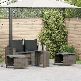 vidaXL 5 pcs conjunto sofás de jardim c/ almofadões empilhável vime PE