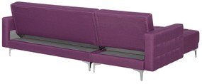 Sofá de canto 4 lugares com repousa-pés em tecido violeta à direita ABERDEEN Beliani