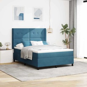 Cama Box Spring com Colchão vidaXL Azul Escuro 160x200 cm Veludo