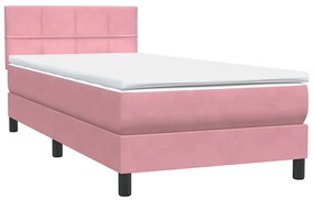 Cama com molas/colchão 80x220 cm veludo rosa