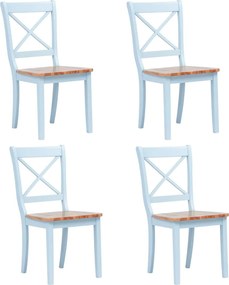 vidaXL Cadeiras de jantar 4 pcs seringueira maciça cinza/madeira clara