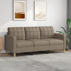 vidaXL Sofá de 3 lugares tecido 180 cm cinzento-acastanhado
