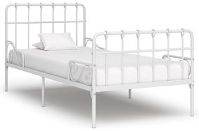 vidaXL Estrutura de cama com estrado de ripas 90x200 cm metal branco