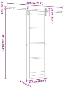 Porta Deslizante vidaXL com Conjunto de Ferragens Branca 73.5x211 cm M