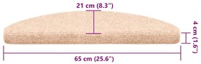 Tapetes de escada autoadesivos 30 pcs 65x21x4 cm creme