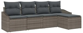 Conjunto de Jantar de Jardim 5 Peças com Almofadas Cinzas