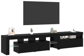 Armários para TV vidaXL 2 pcs com Luzes LED Carvalho Preto Madeira Eng