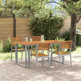 vidaXL Conjunto de Jantar de Jardim com 5 Peças em Madeira Sólida de Acácia e Metal
