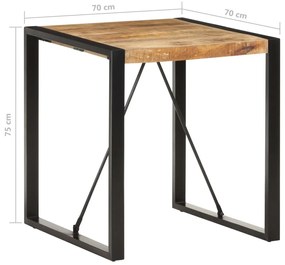 Mesa de jantar 70x70x75 cm madeira de mangueira áspera maciça