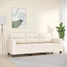 vidaXL Sofá de 3 lugares 180 cm tecido de microfibra bege