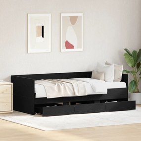 Cama de Dia Carvalho Preto Madeira de Engenharia 90 x 190 cm