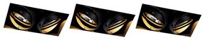 Conjunto de 3 focos embutidos pretos GU10 AR111 Trimless 2-luzes - Oneon