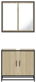 2 pcs conj. móveis casa banho derivados madeira carvalho sonoma