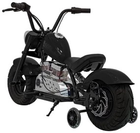 Mota elétrica infantil de 24V Chopper Warrior pneus pneumáticos e assento em pele sintética Preta