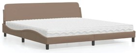 Cama com colchão 200x200 cm couro artificial cappuccino