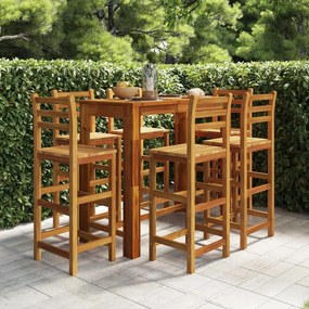 vidaXL 7 pcs Conjunto de bar para jardim madeira de acácia maciça