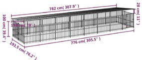 Canil de exterior com telhado 15,02 m² aço