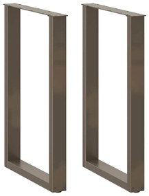 Pés de mesa de bar em forma de U, 2 peças, aço natural, 60x(90-91) cm,
