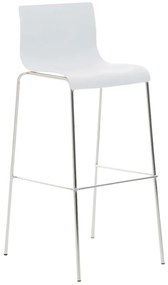 Banco de bar Hoover em plástico e com estrutura cromada 43 x 100 x 48 cm Branco