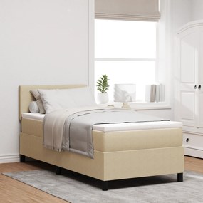 Cama Box Spring com Colchão Verde Claro Cinza 90x200 cm Tecido de Velu