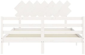 Estrutura de cama com cabeceira 140x200cm madeira maciça branco