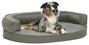 Cama para cães ergonómica 75x53 cm aspeto linho cinzento