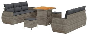 Conjunto de Sofá de Jardim de 9 Peças com Almofadas Cinza