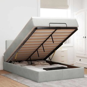 Cama otomana com colchão cinza claro 120x190 cm Veludo