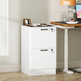 Arquivador para Escritório com 2 Gavetas para Escritório com Fechaduras Gavetas Suspensas para A4 40x40x71 cm Branco