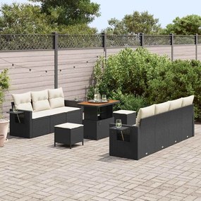 vidaXL Conjunto de Sofá de Jardim 10 pcs Preto e creme 90 x 55 x 71 cm