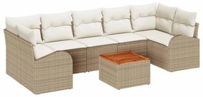 Conjunto de Sofá de Jardim de 8 Peças com Almofadas Beiges em Rattan d