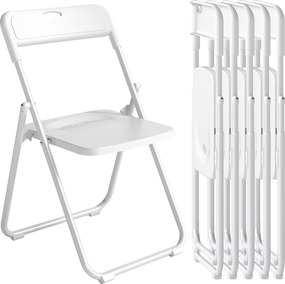Conjunto de 6 Cadeiras Dobráveis com (MESA NÃO INCLUIDA) Encosto Curvo Assento Côncavo com Ventilação 48,5x47x75 cm Branco